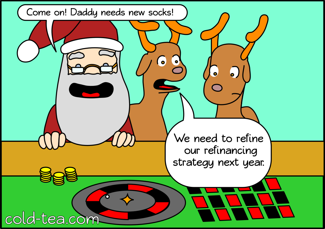 Santa Claus getting some money.